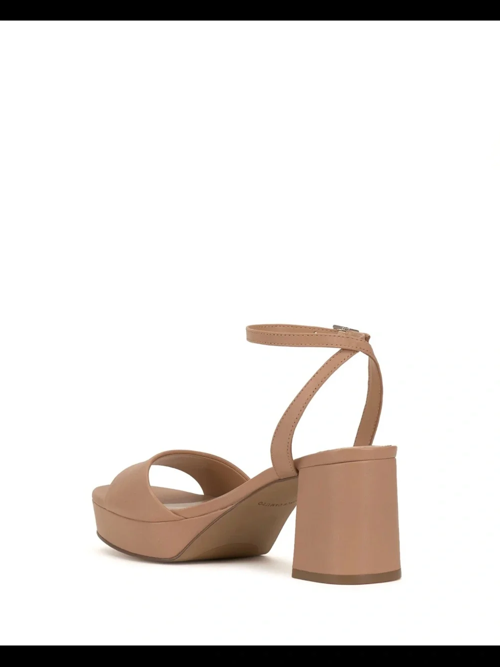 Womens Tan Block Heel Ankle Strap Sandal